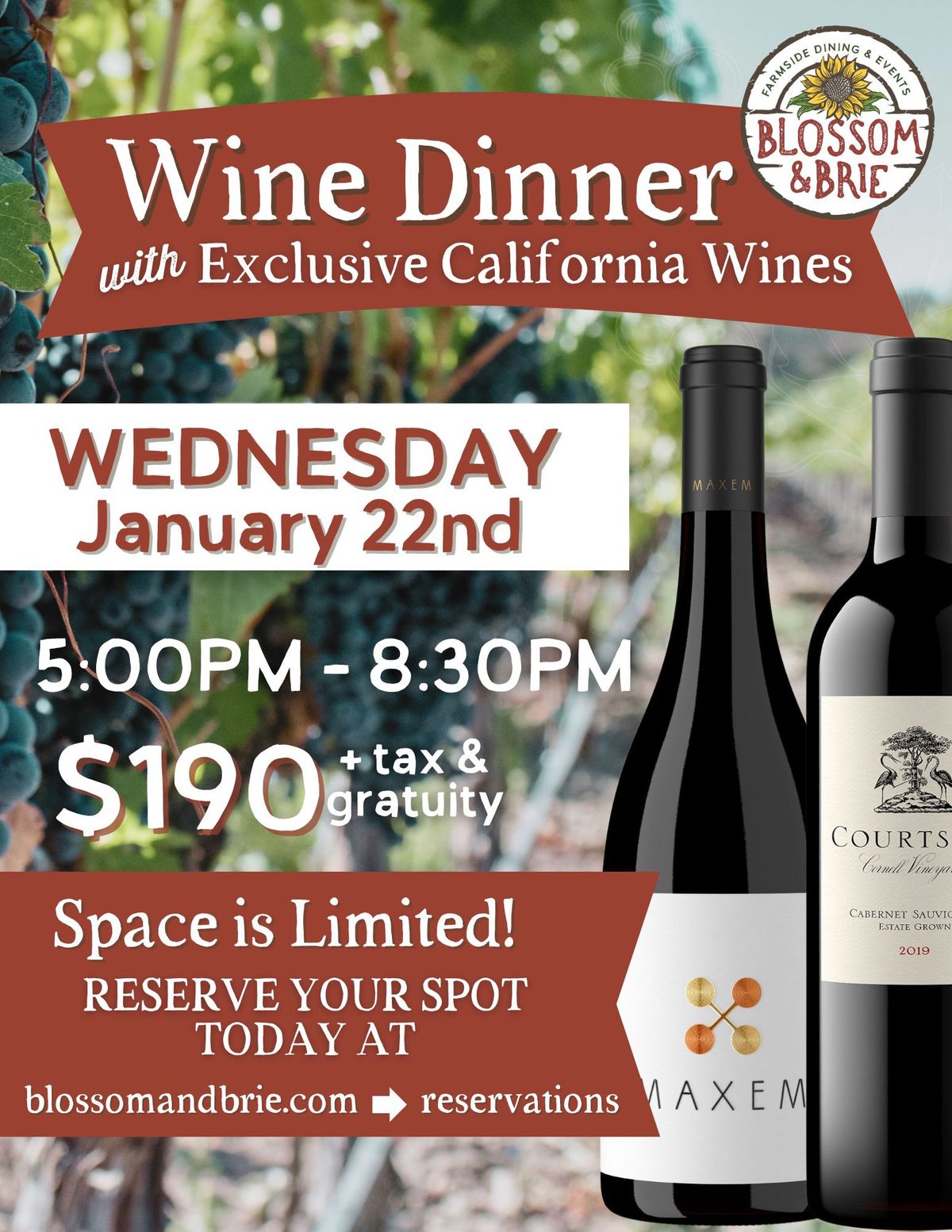 Wine Dinner at the Farm with Exclusive California Wines