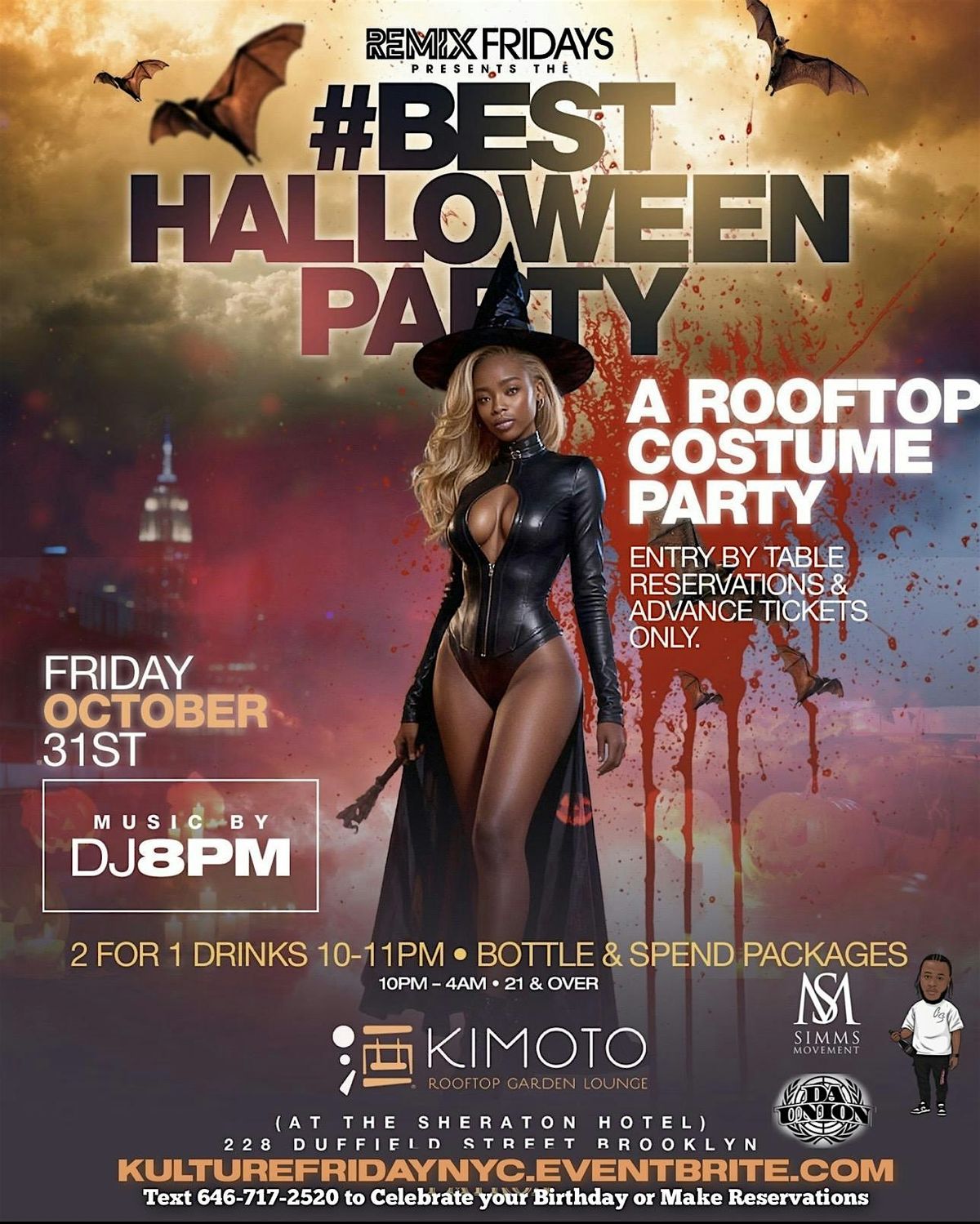 Halloween NYC Party Kimoto Hiphop Reggae Afrobeat Brooklyn Rooftop