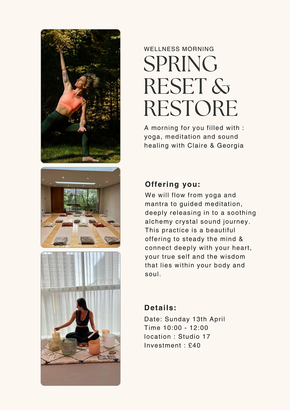 Spring  Reset and Restore | Yoga & Sound Healing with Claire and Georgia