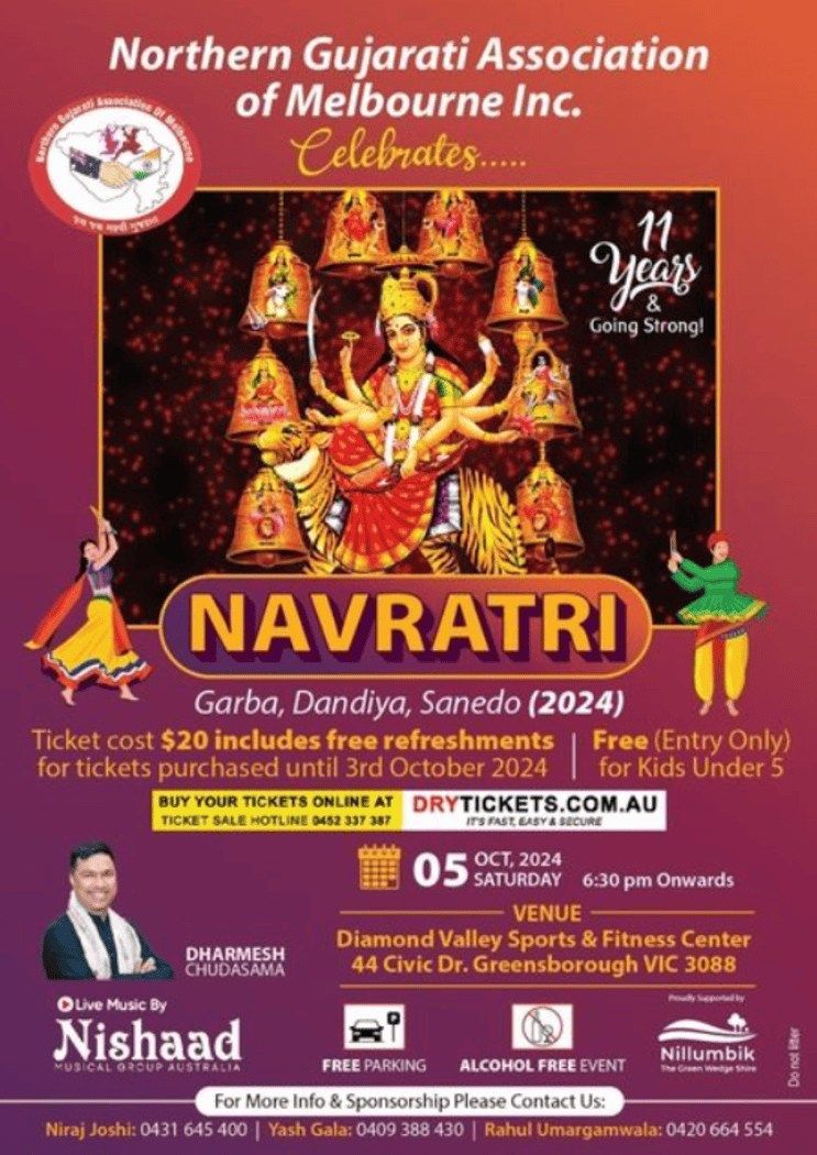 Navratri 2024 by Northern Gujarati Association of Malbourne