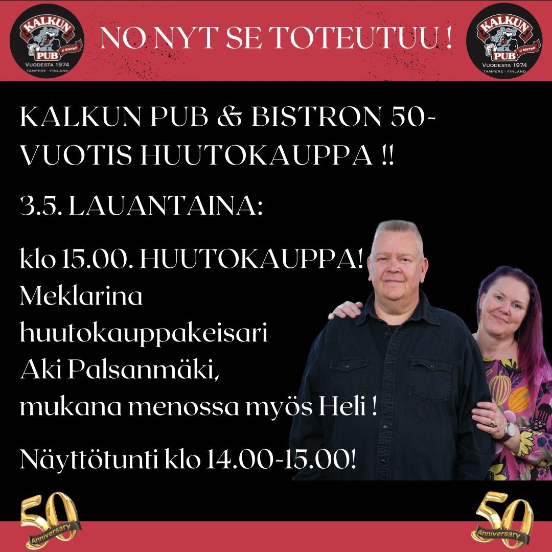 Kalkun Pubin 50-vuotis huutokauppa\u203c\ufe0f