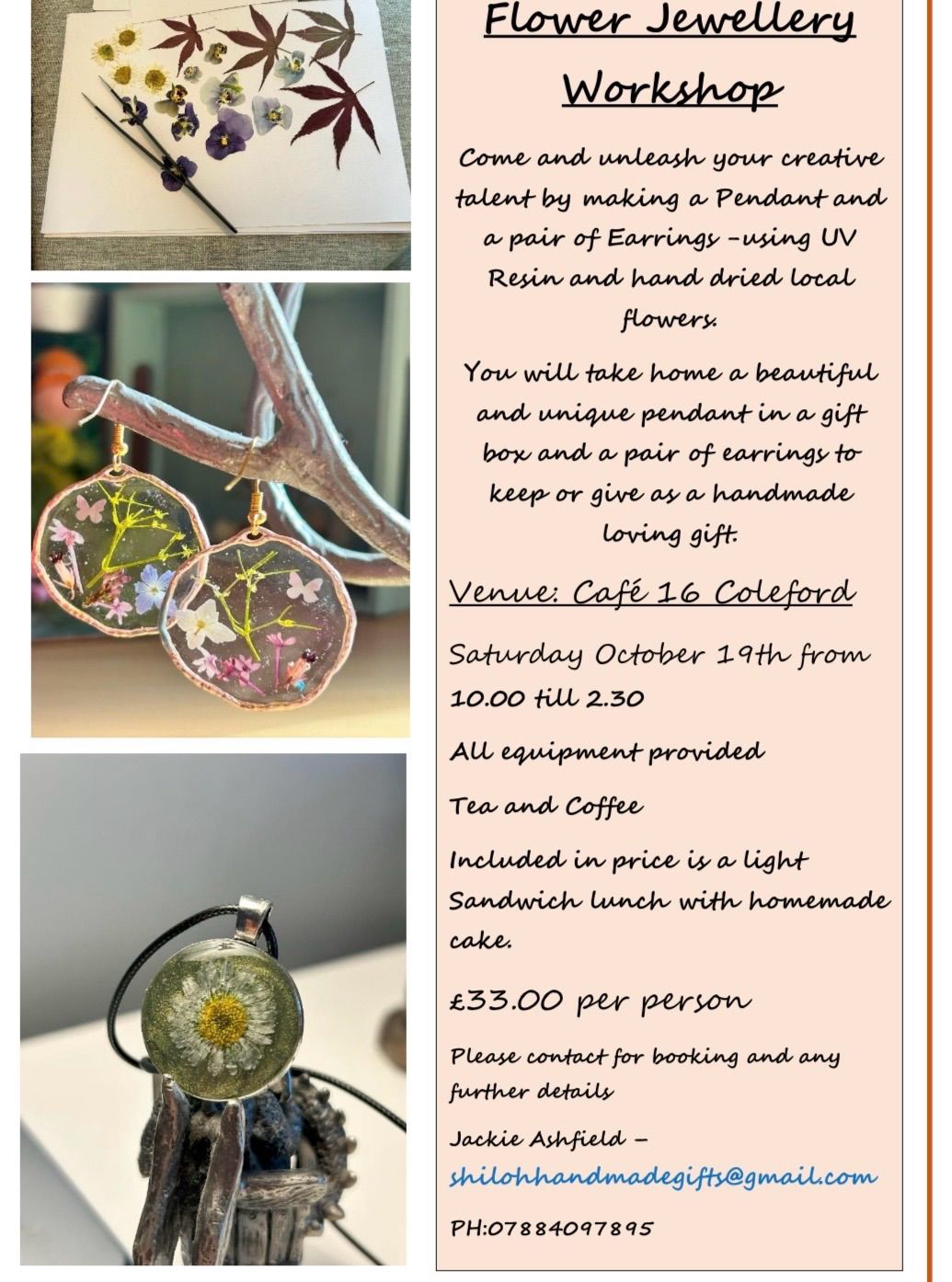 Flower Jewellery Workshop - 19th October