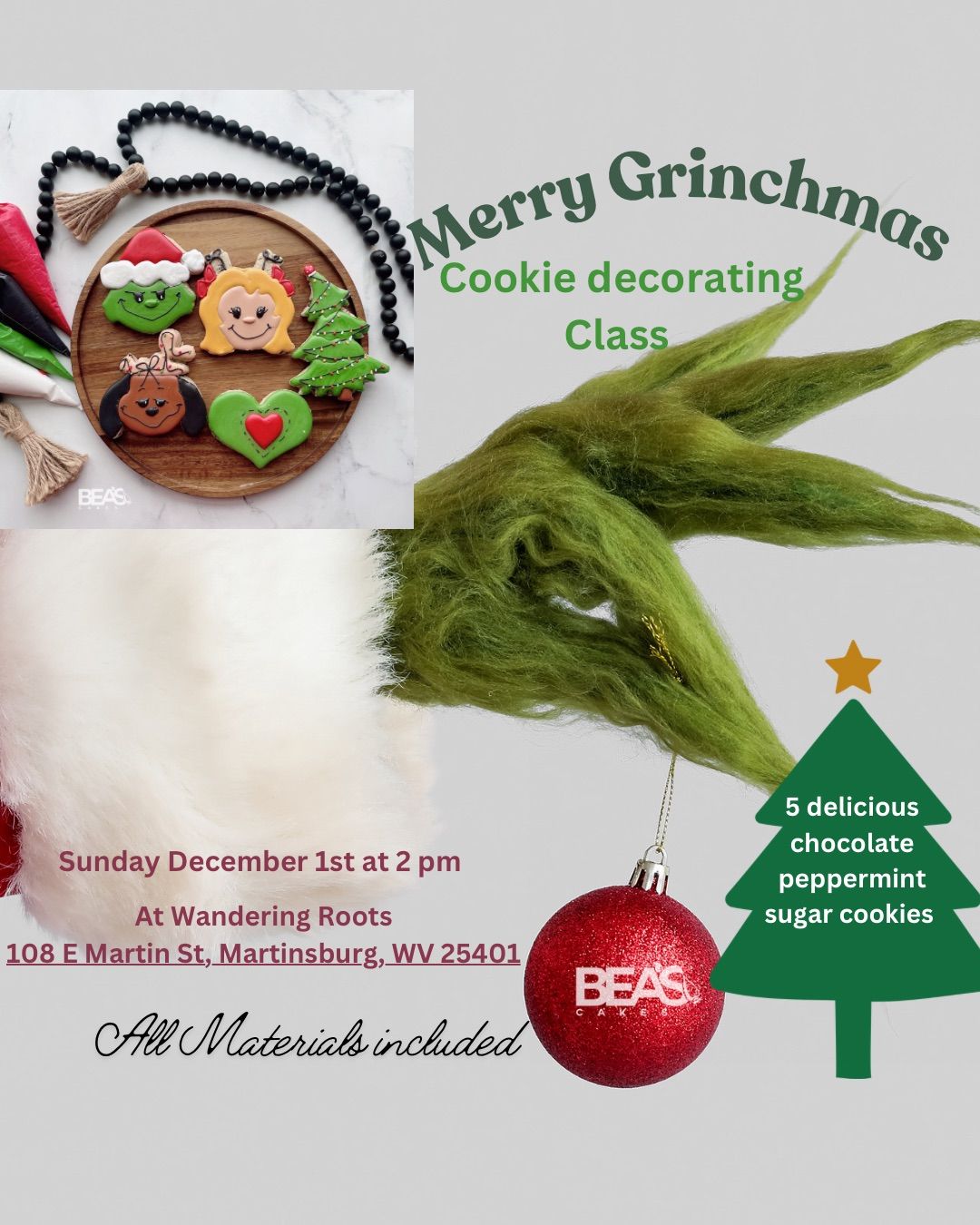 Grinchmas theme Cookie decorating class 