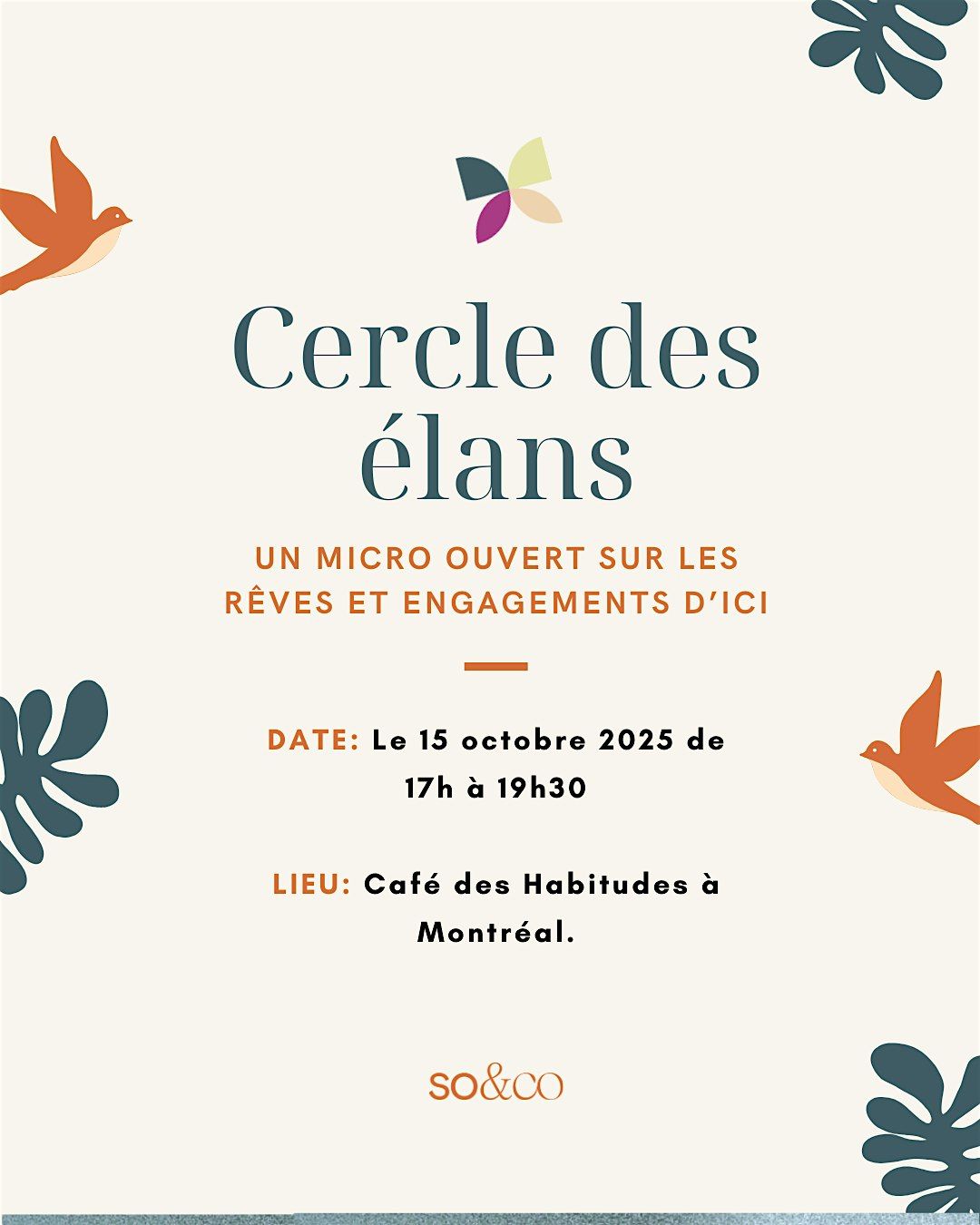 Cercle des \u00e9lans - Micro-ouvert sur les r\u00eaves et engagements (Montr\u00e9al)