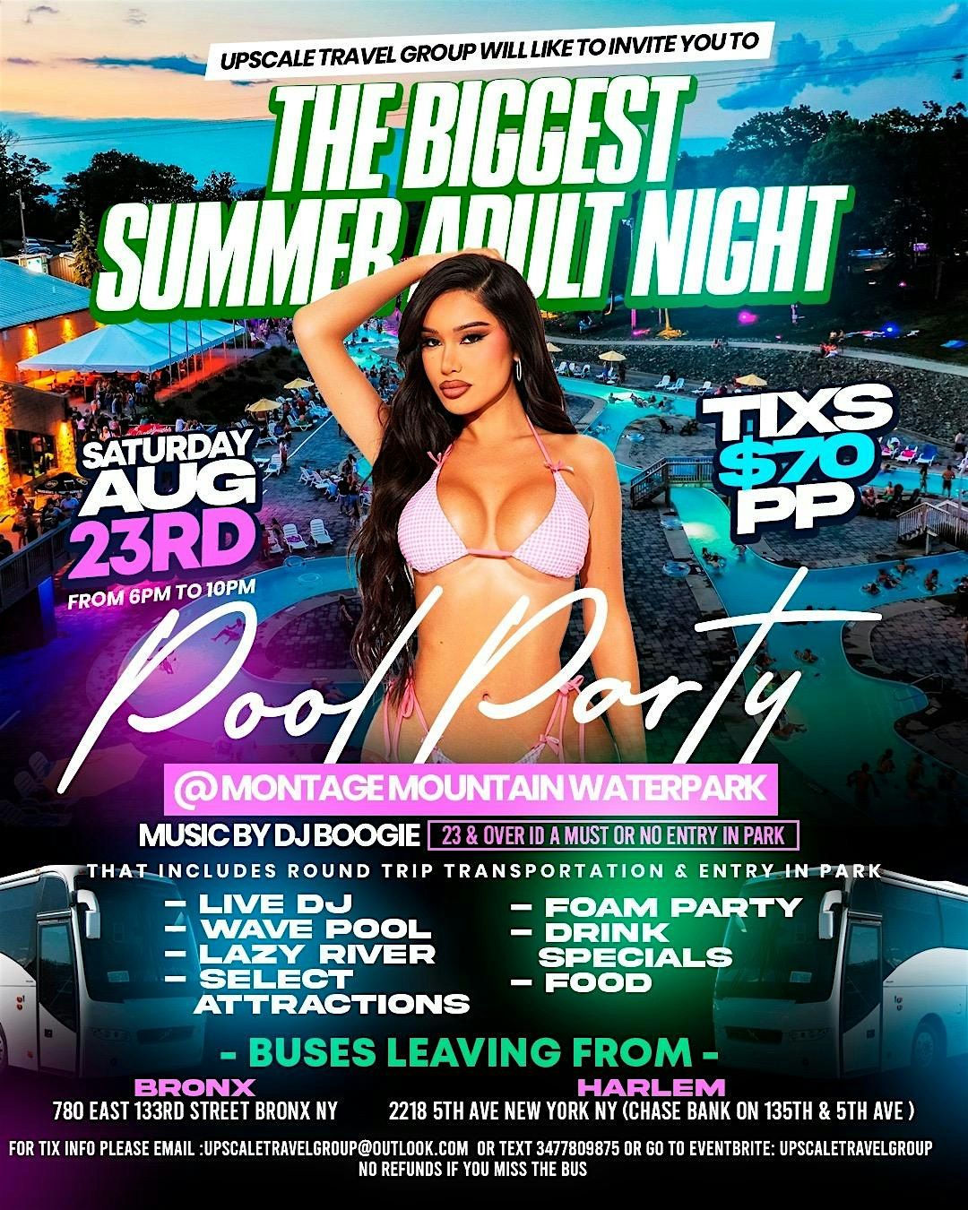 THE BIGGEST SUMMER ADULT ATFER DARK POOL PARTY BUS RIDE