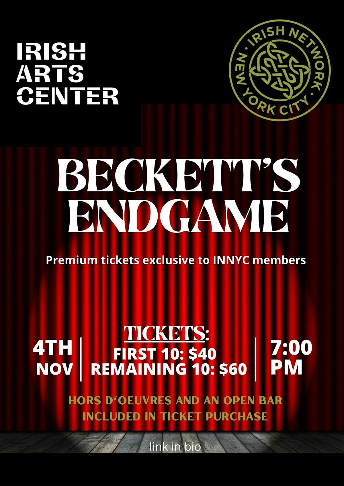 INNYC x Irish Arts Center: Beckett's Endgame