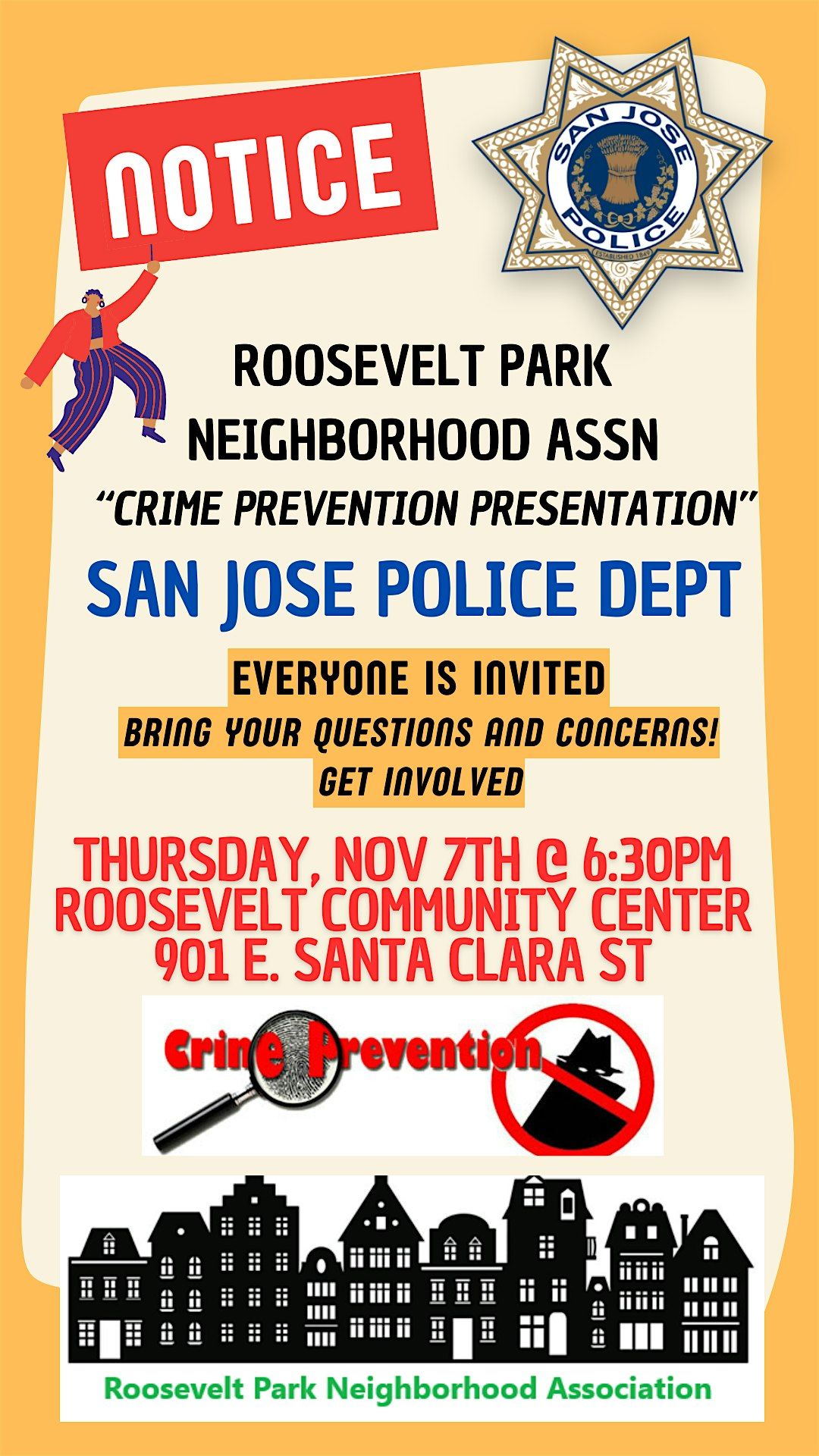 Roosevelt Park Assn Meeting - SPECIAL SJPD CRIME PREVENTION PRESENTATION