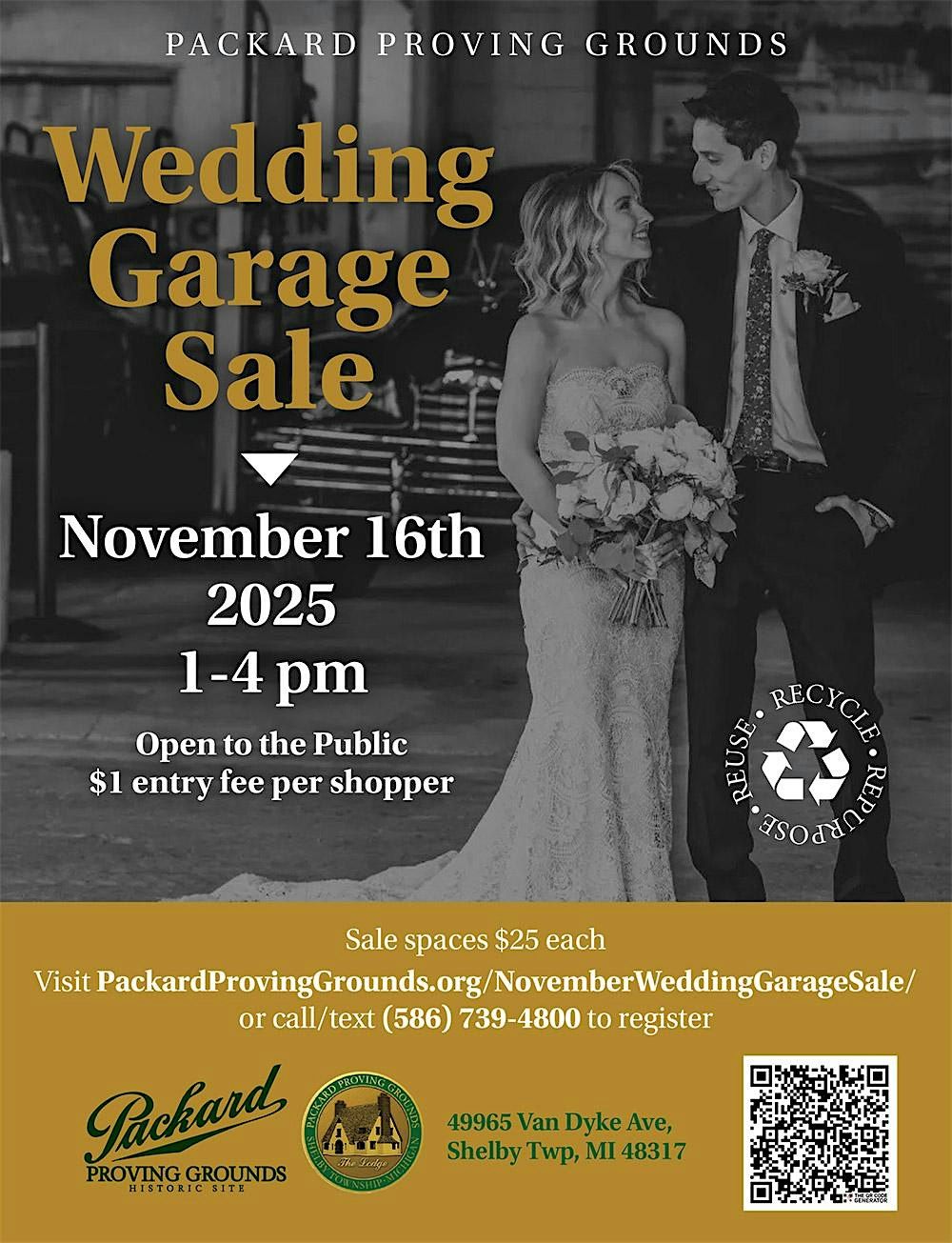 Wedding Garage Sale at the Packard Proving Grounds