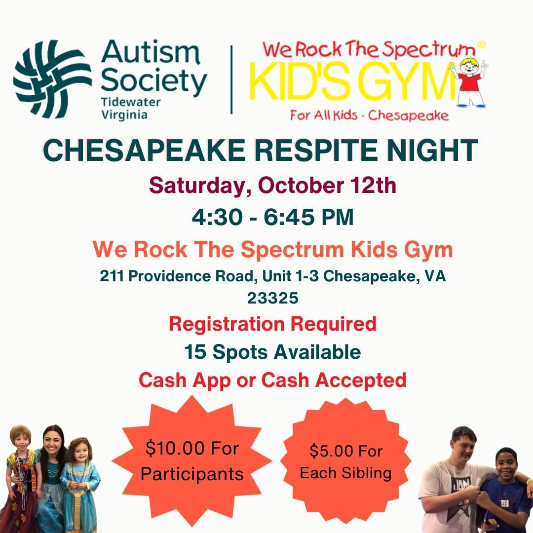 Chesapeake Respite Night Program Announcement Only Register in the Event Descripton (UPDATED TIME)