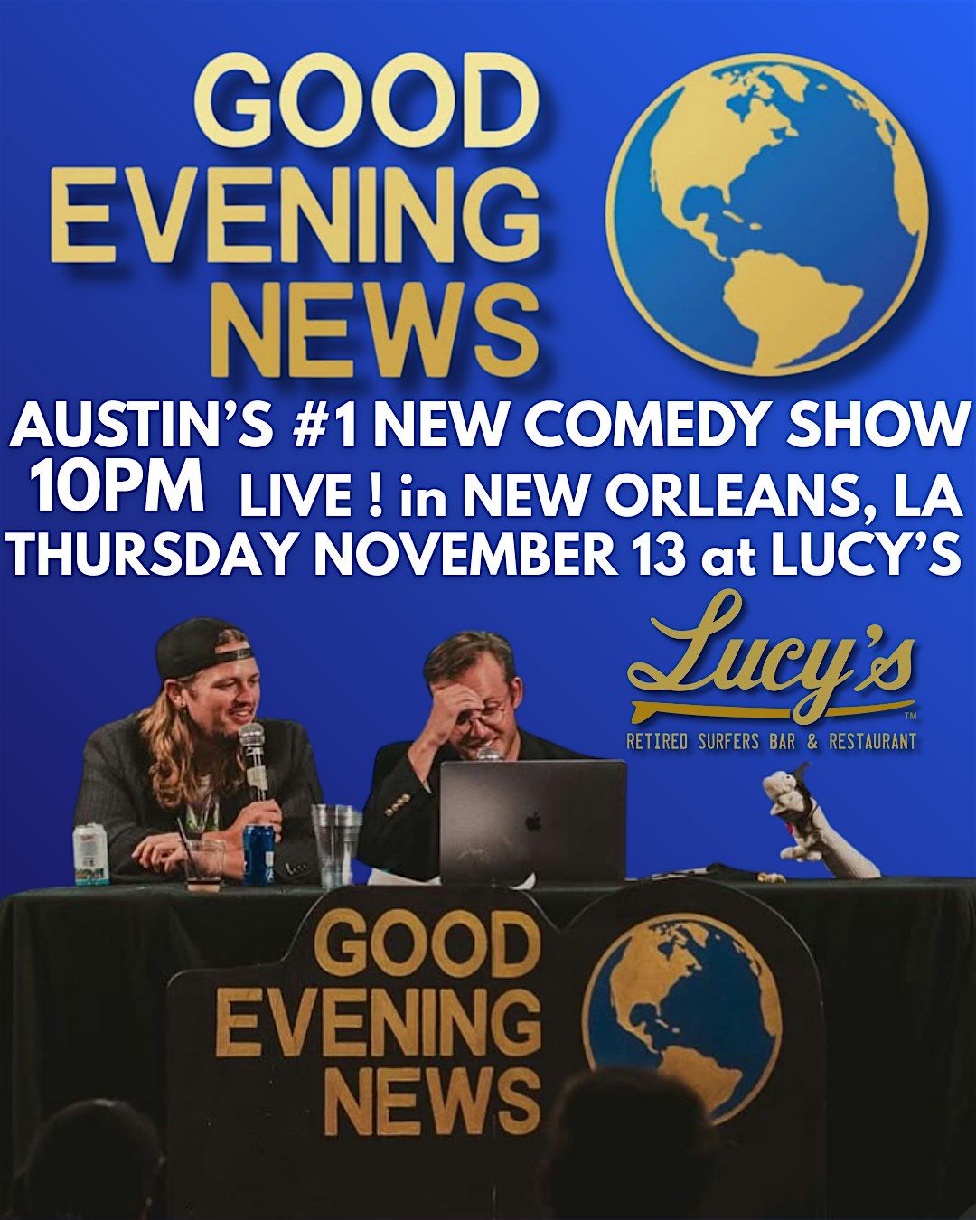 Good Evening News ! Live ! At Lucy\u2019s Retired Surfers Bar and Restaurant