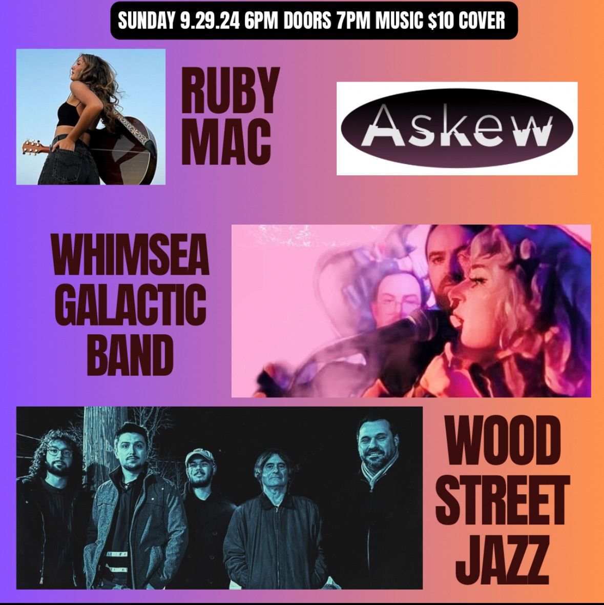 Wood Street Jazz, Whimsea Galactic Band, Ruby Mac at Askew