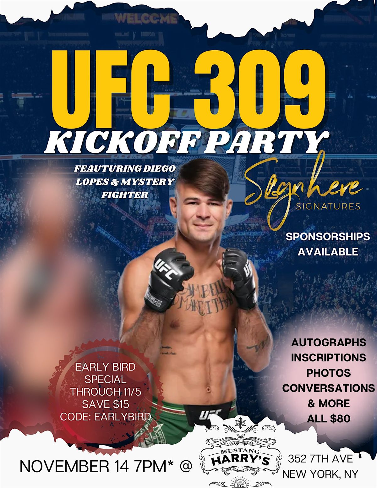 UFC 309 Kickoff party with Diego Lopes and Mystery fighter, Mustang