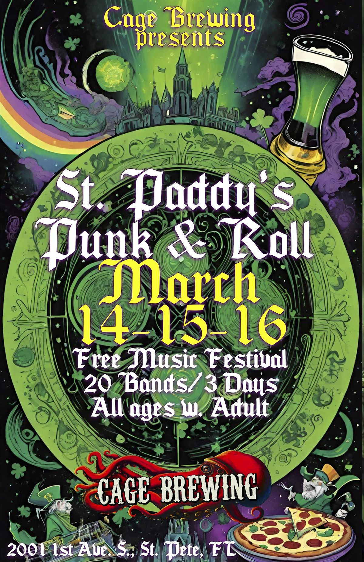 FREE MUSIC FEST: St. Paddy's Punk & Roll |Cage Brewing | March 14-15-16