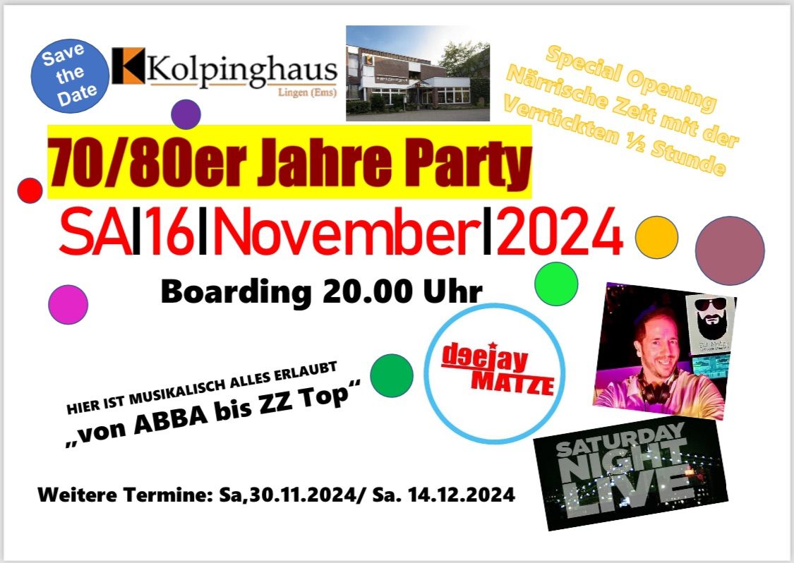 70er\/80er Jahre Party im Kolpinghaus in Lingen