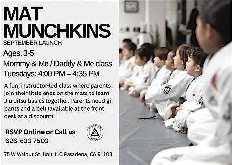 Mat Munchkins (Ages 3-5) 10-day free trial - Jiu Jitsu Classes