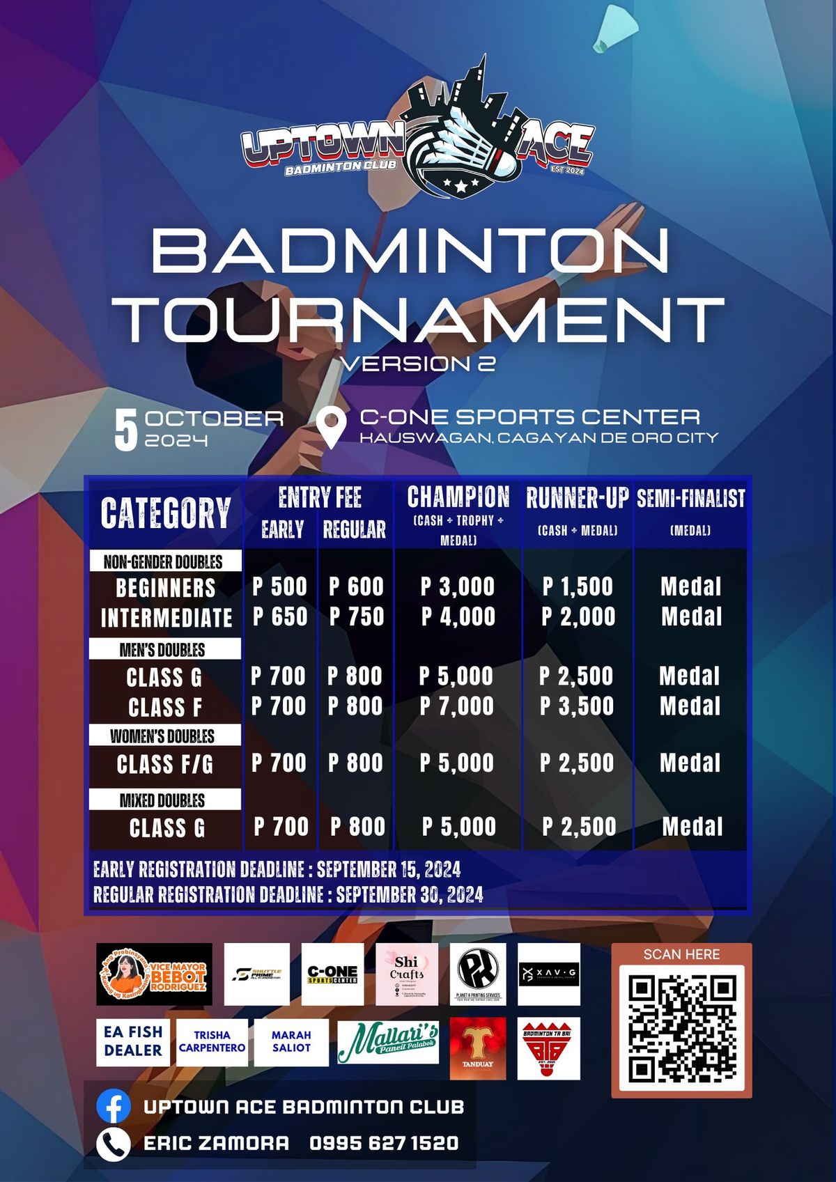 Uptown Ace Badminton Tournament Version 2