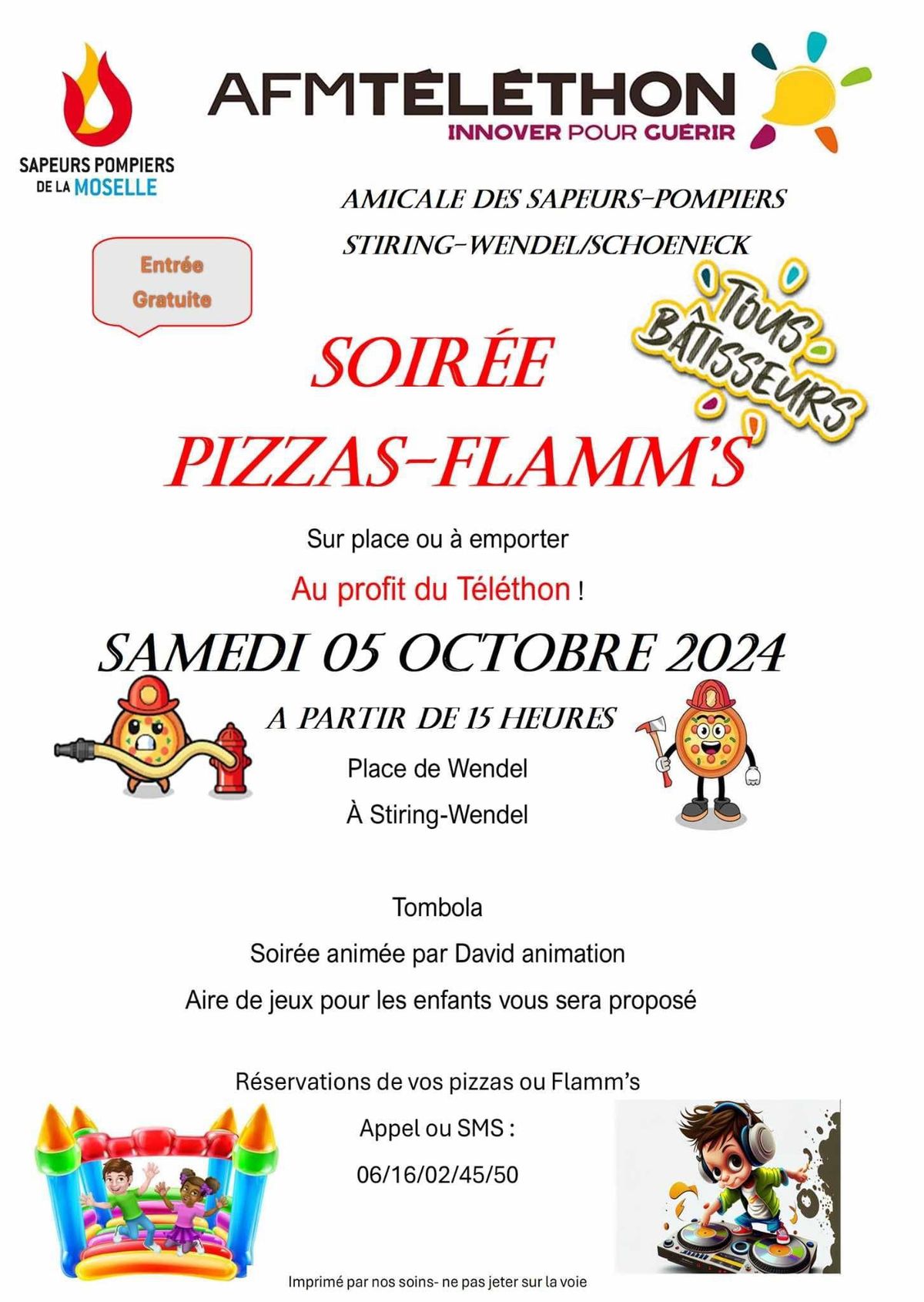 T\u00e9l\u00e9thon en Action : Une Journ\u00e9e Solidaire pizza et flamme avec les Pompiers de Stiring\/Schoeneck