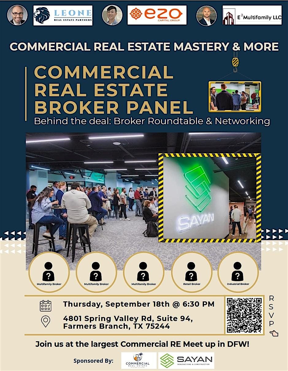 Monthly Commercial Real Estate Mastery & More: Broker Panel - September