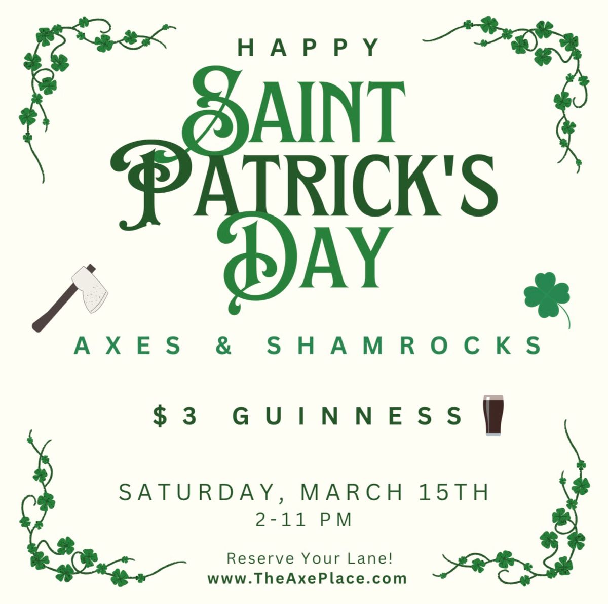 St. Patty\u2019s Day Axes & Shamrocks \u2618\ufe0f\ud83e\ude93\ud83c\udf7a