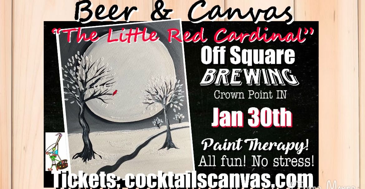 "The Little Red Cardinal Moon" Cocktails and Canvas Painting Art Event