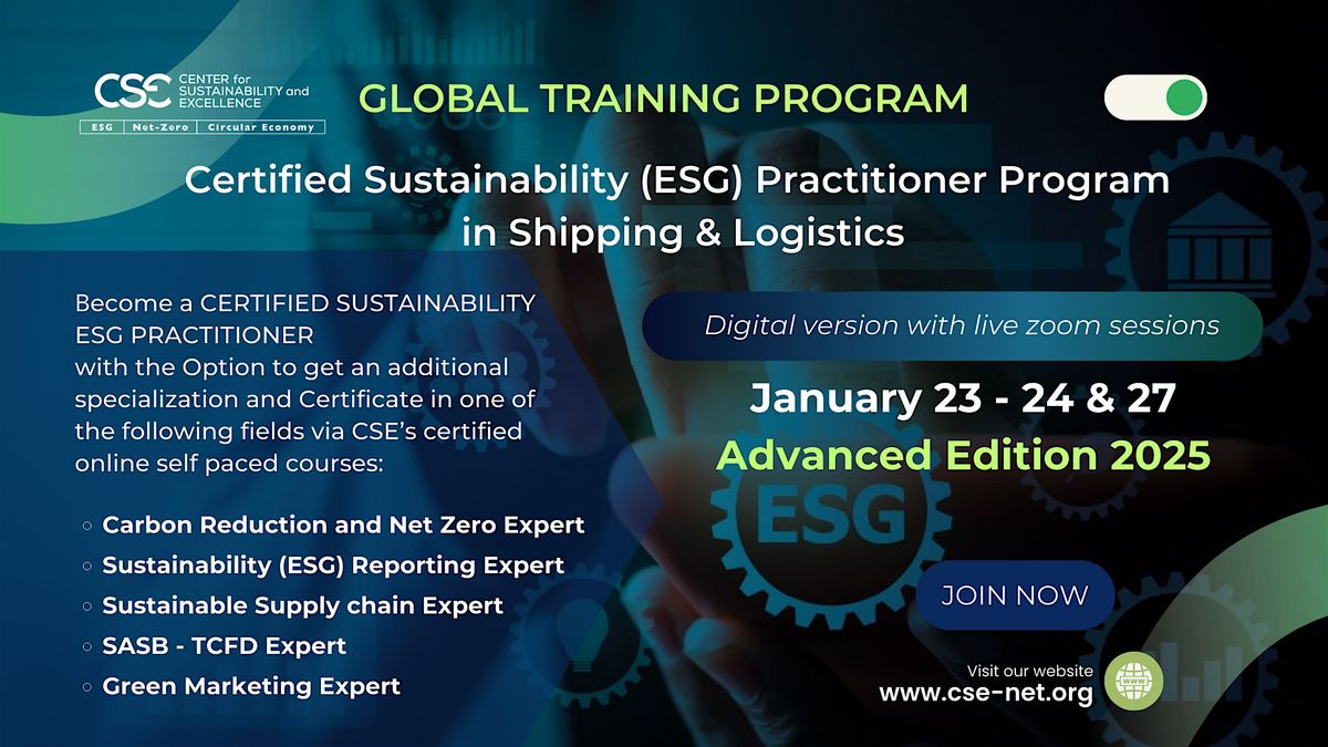 Certified Sustainability (ESG) Practitioner Program in Shipping & Logistics