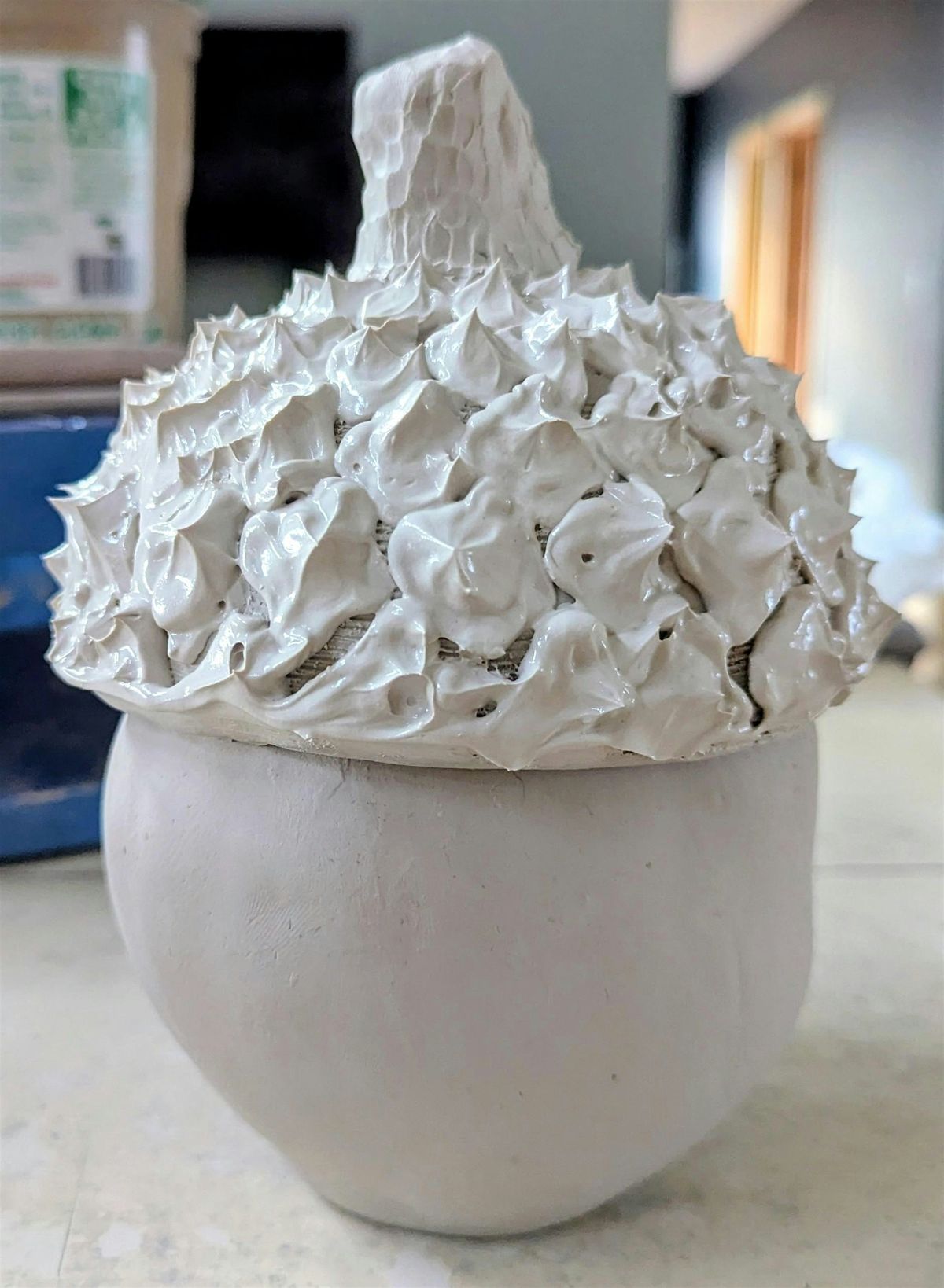Lidded Acorn Jar\/ Pottery