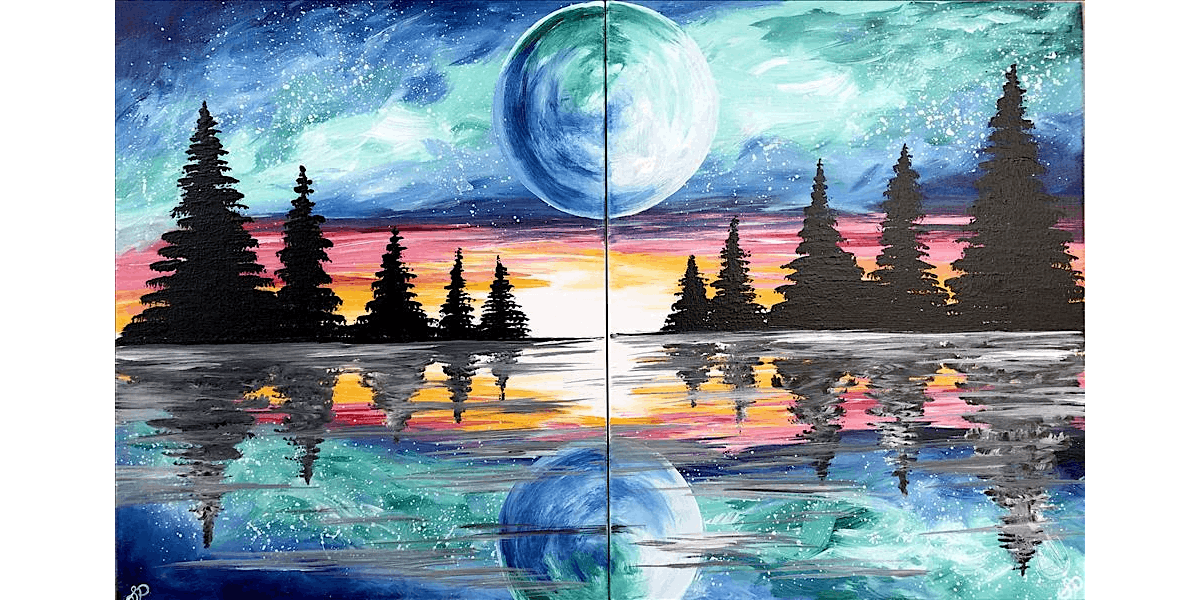 Moon Over a Forest Lake - Paint and Sip in San Antonio | Classpop!\u2122