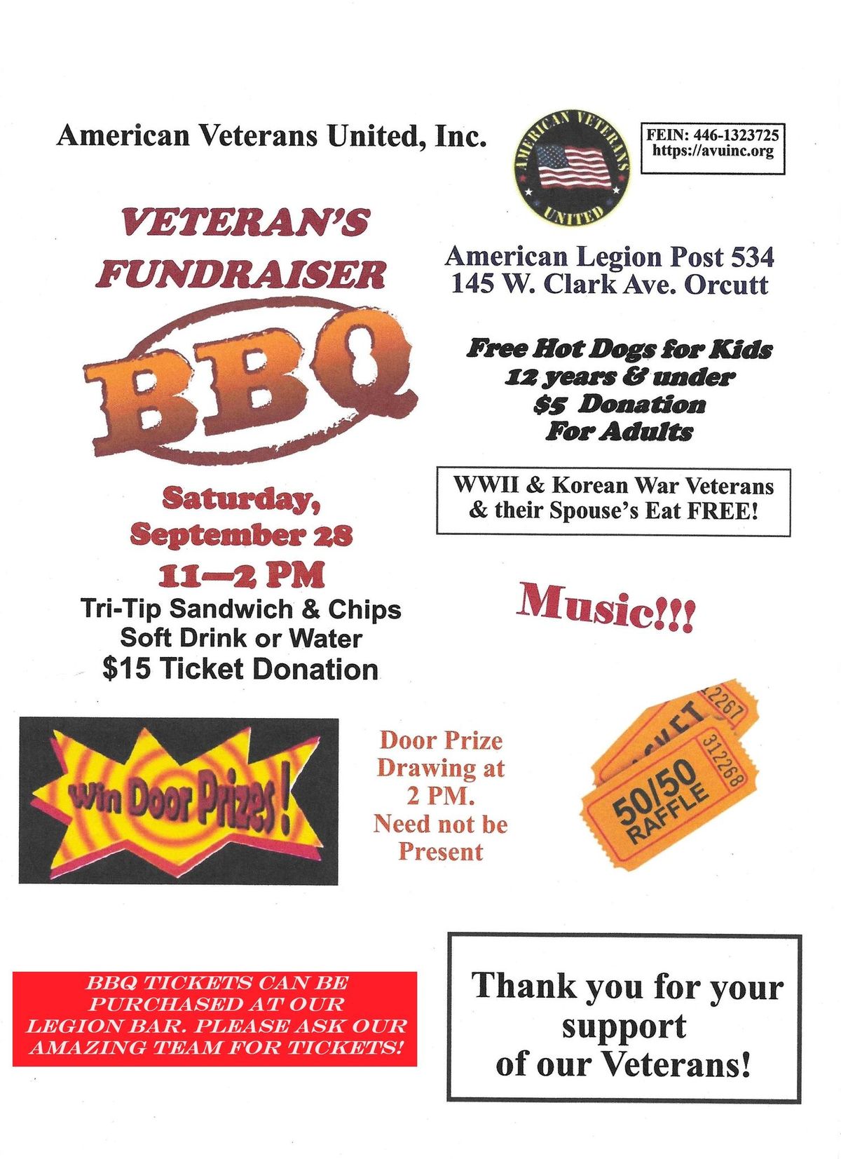 American Veteran's United, Inc - Veteran's Fundraiser 