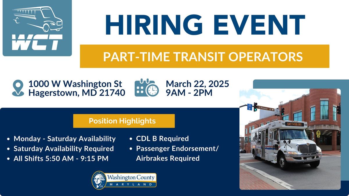 Washington County Transit (WCT) Hiring Event 