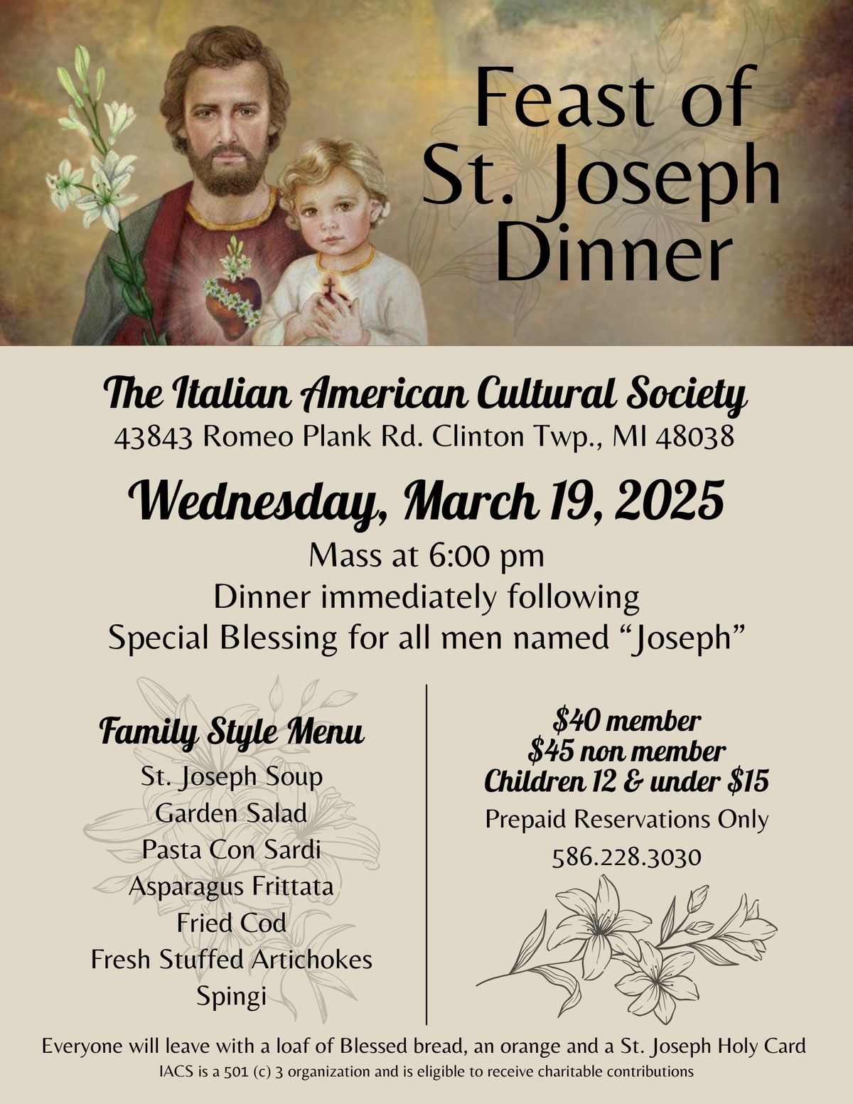 Feast of St. Joseph Dinner