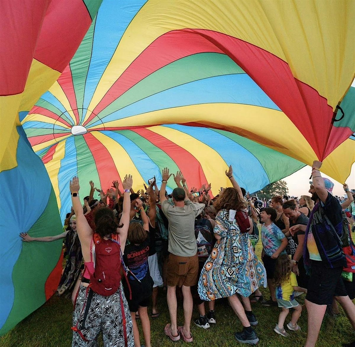 Parachute People picnic potluck in the park