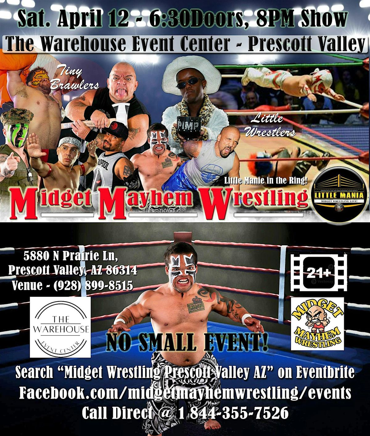 Midget Mayhem Wrestling Rips Through the Ring! Prescott Valley AZ 18+