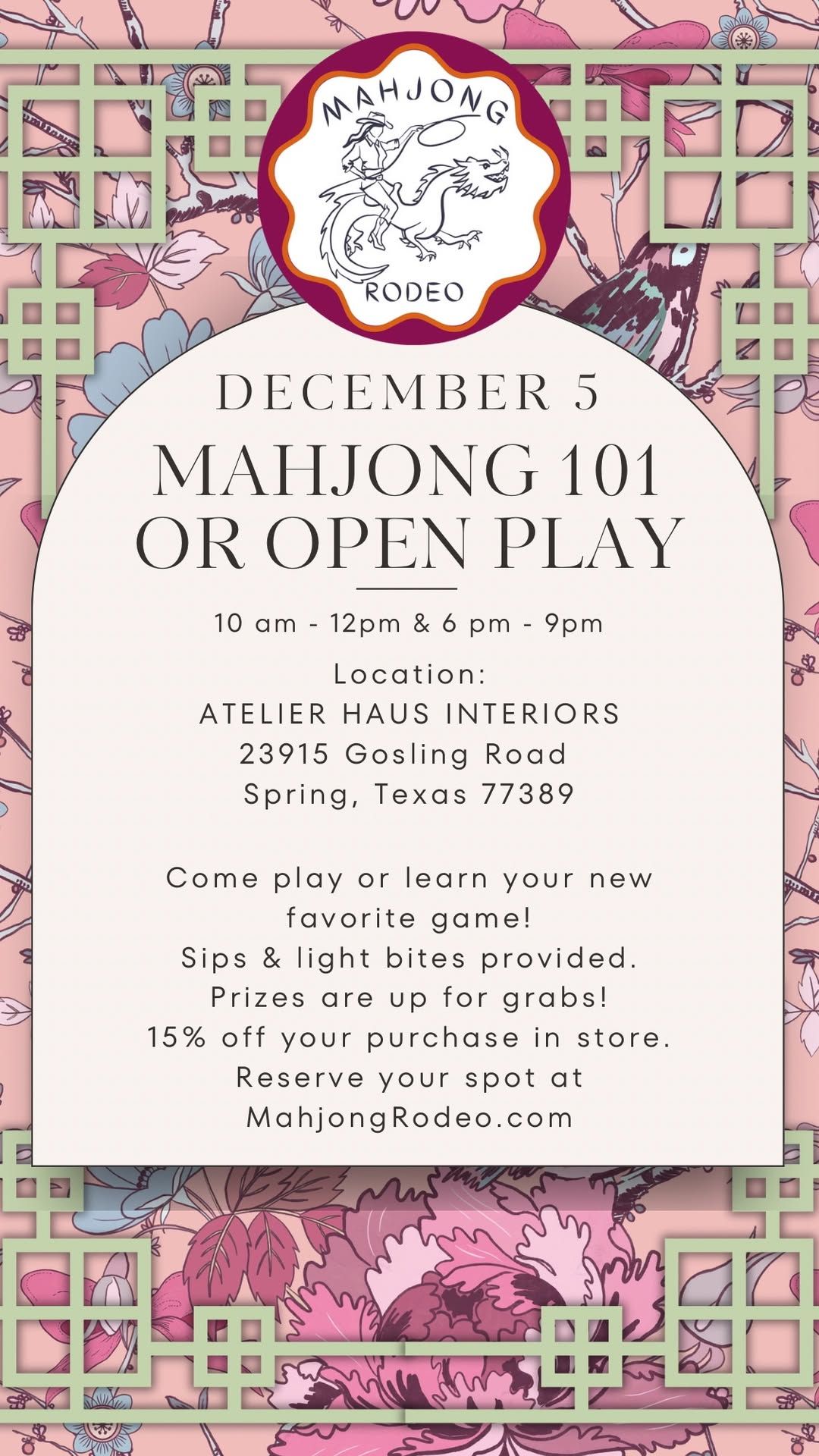 Mahjong 101 or Open Play