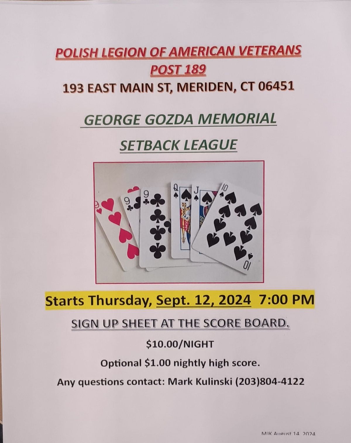 George Gozda Memorial Setback League 