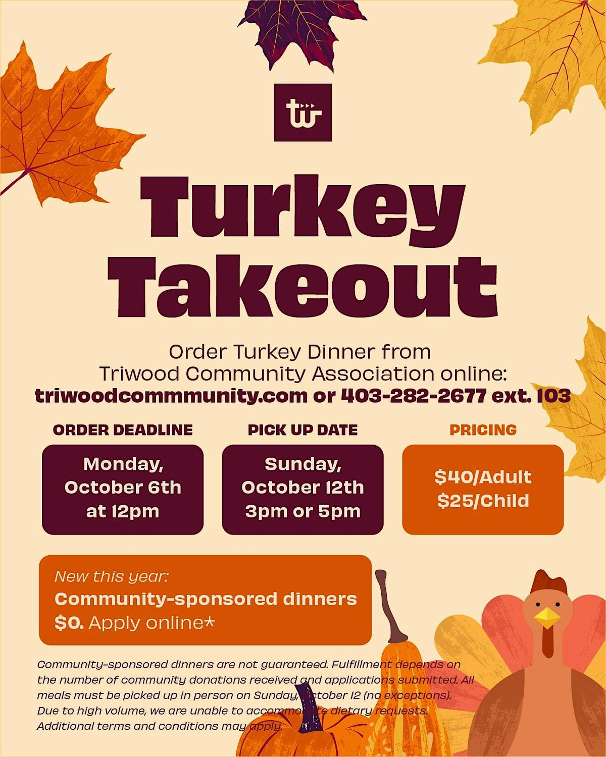 Turkey Takeout at Triwood Community Association