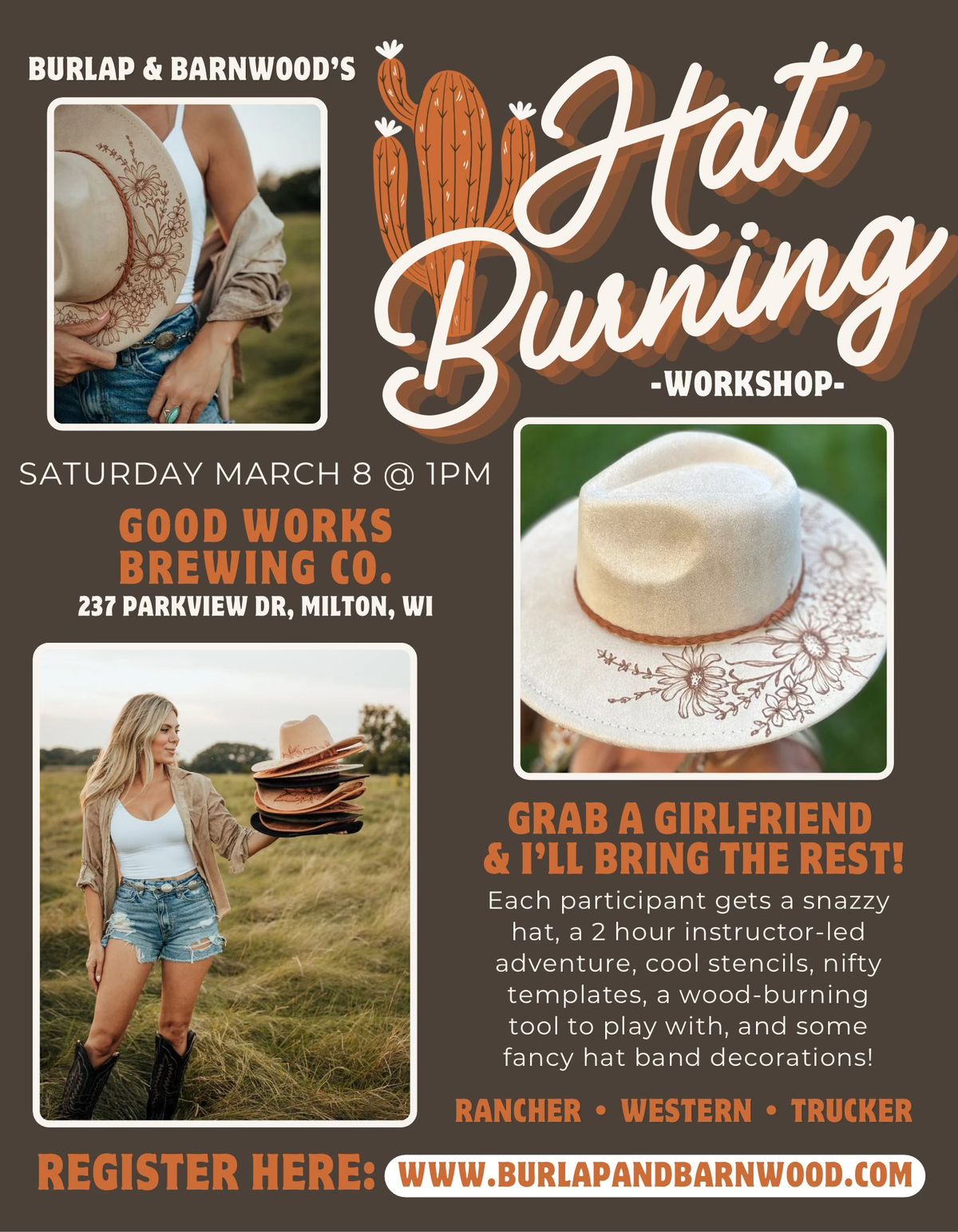 Burlap & Barnwood's Hat Burning Workshop