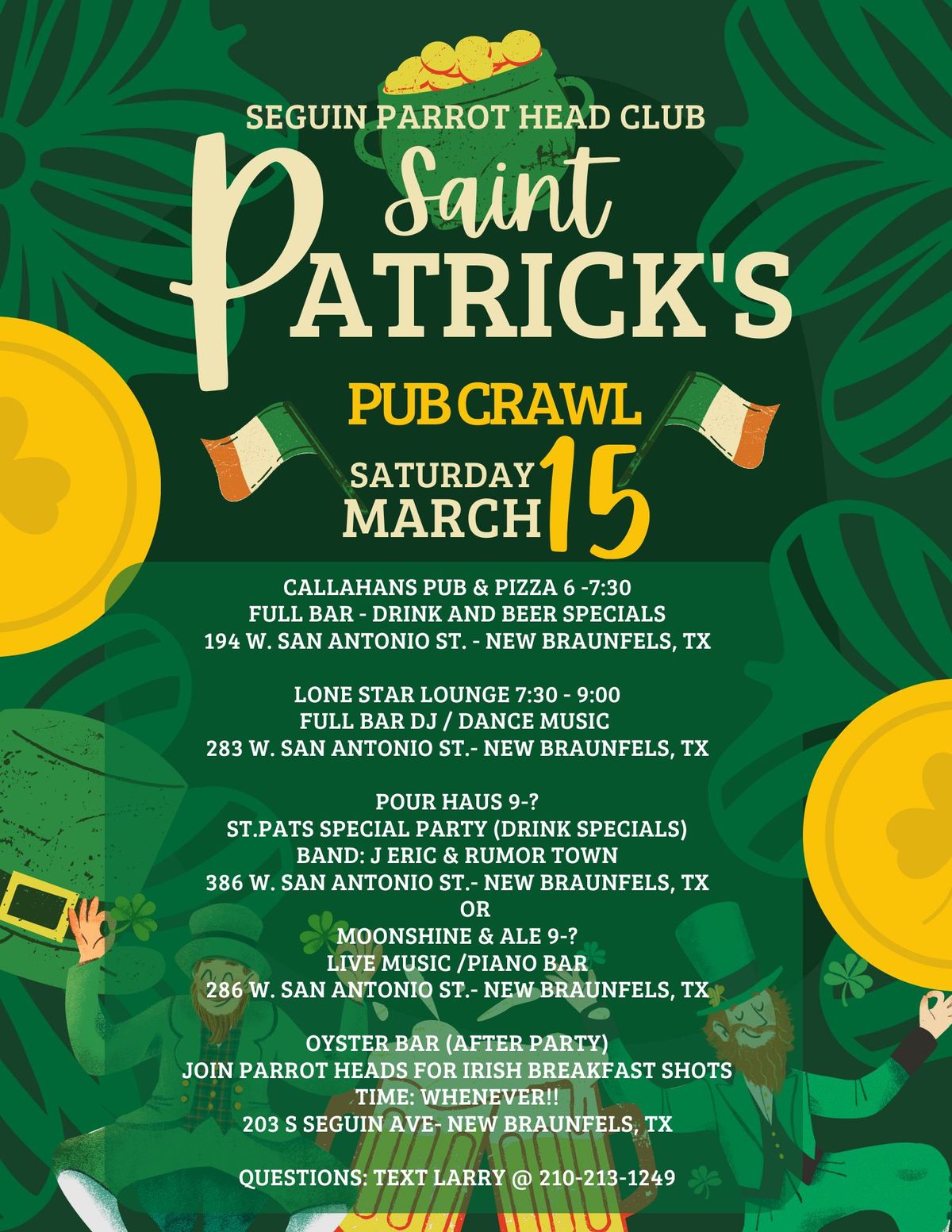 Seguin Parrot Head Club St. Patrick's Pub Crawl