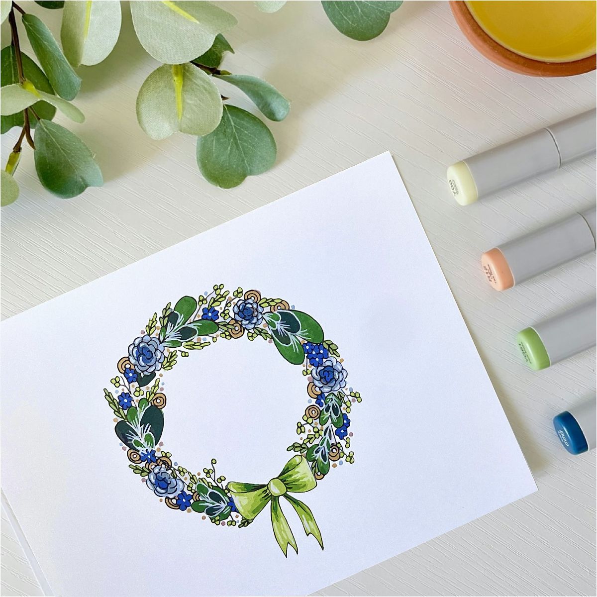 Create Your Own Festive Wreath Illustration with Alcohol Ink Markers