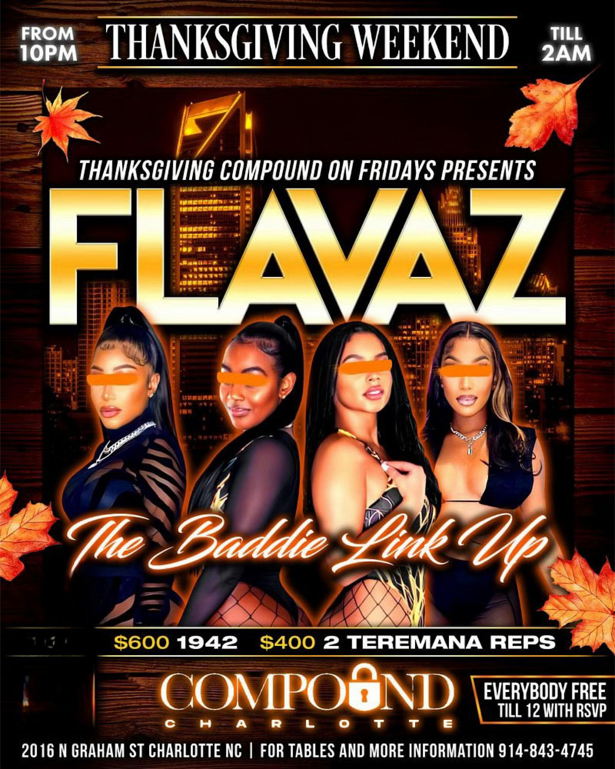 Flavaz! Thanksgiving weekend link up! Free entry! Bottle specials! $5 shot