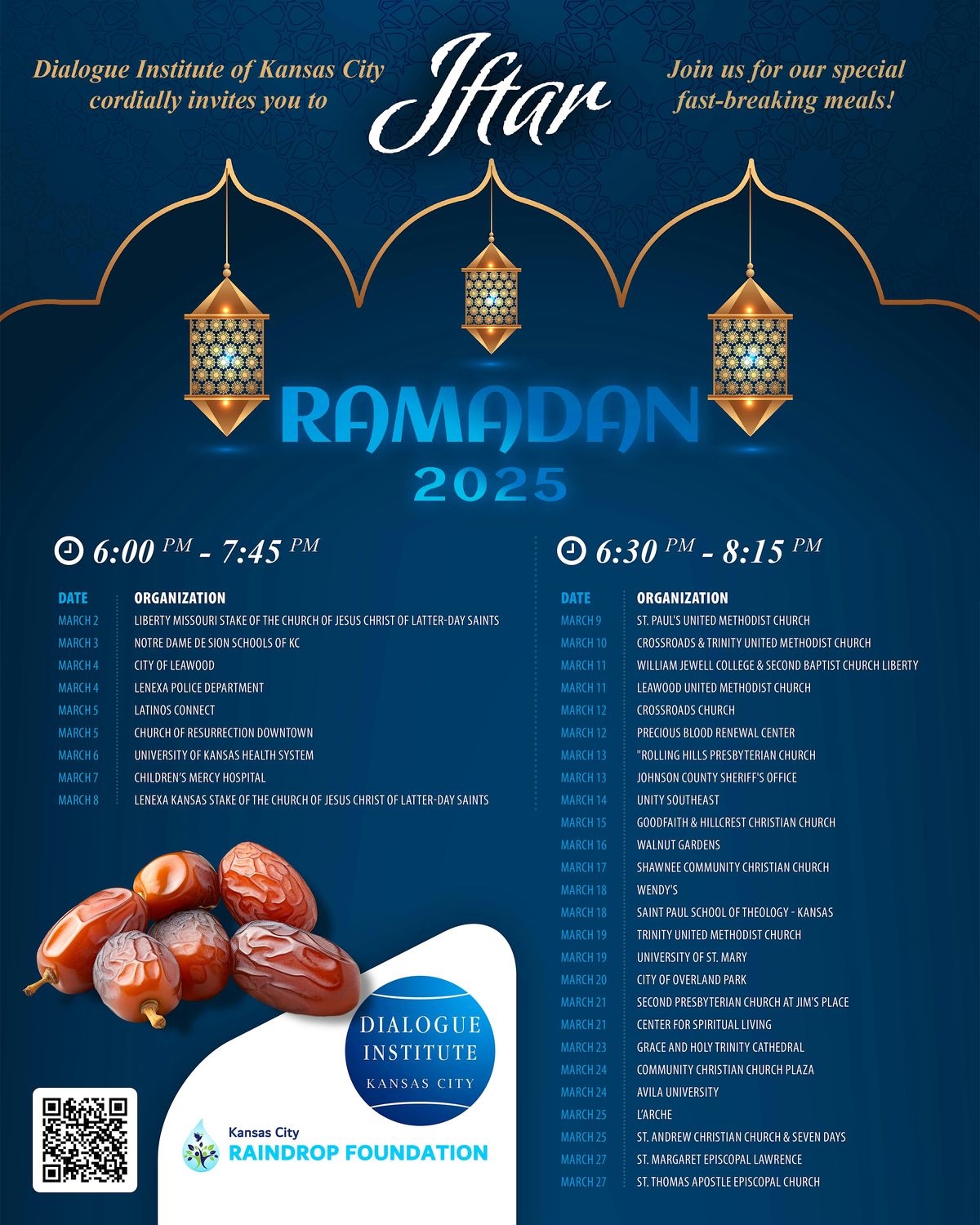 Ramadan Dinner with Notre Dame De Sion Schools of KC