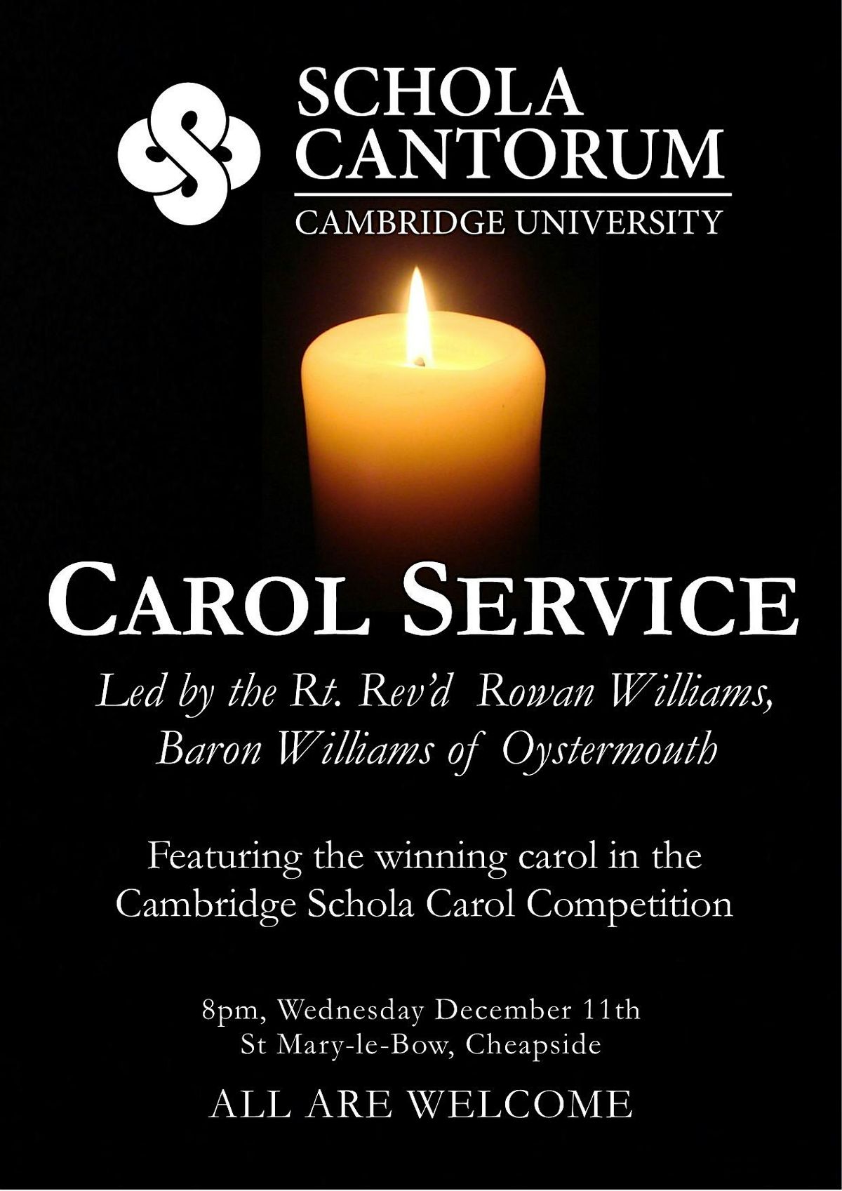 Carol Service by Cambridge University Schola Cantorum, with Rowan Williams