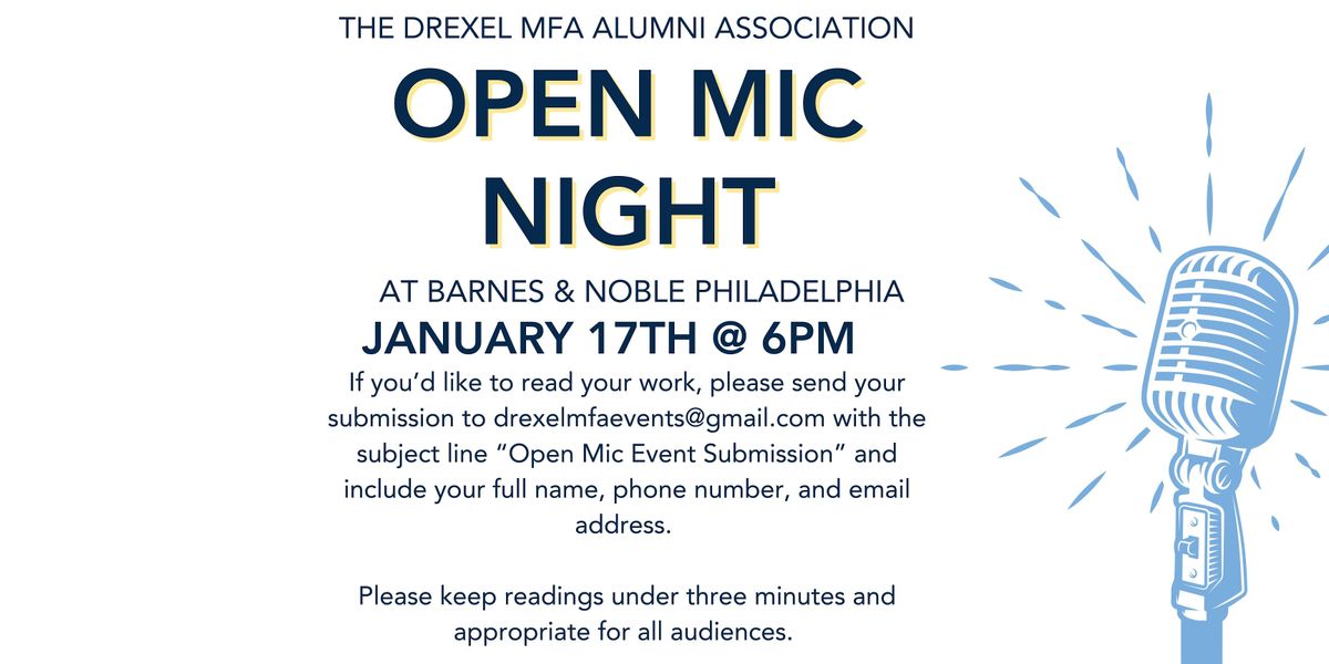 Open Mic Night with the Drexel MFA Alumni Association at B&N Philadelphia