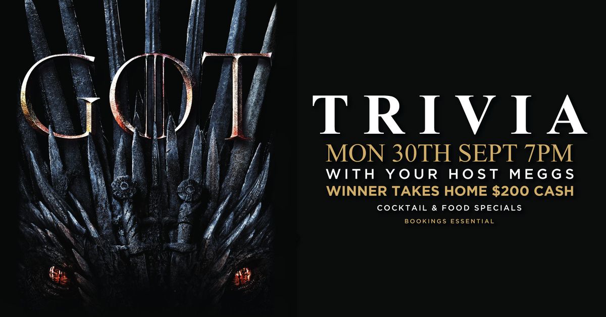 Game of Thrones Trivia \/\/ North Strathfield Hotel 