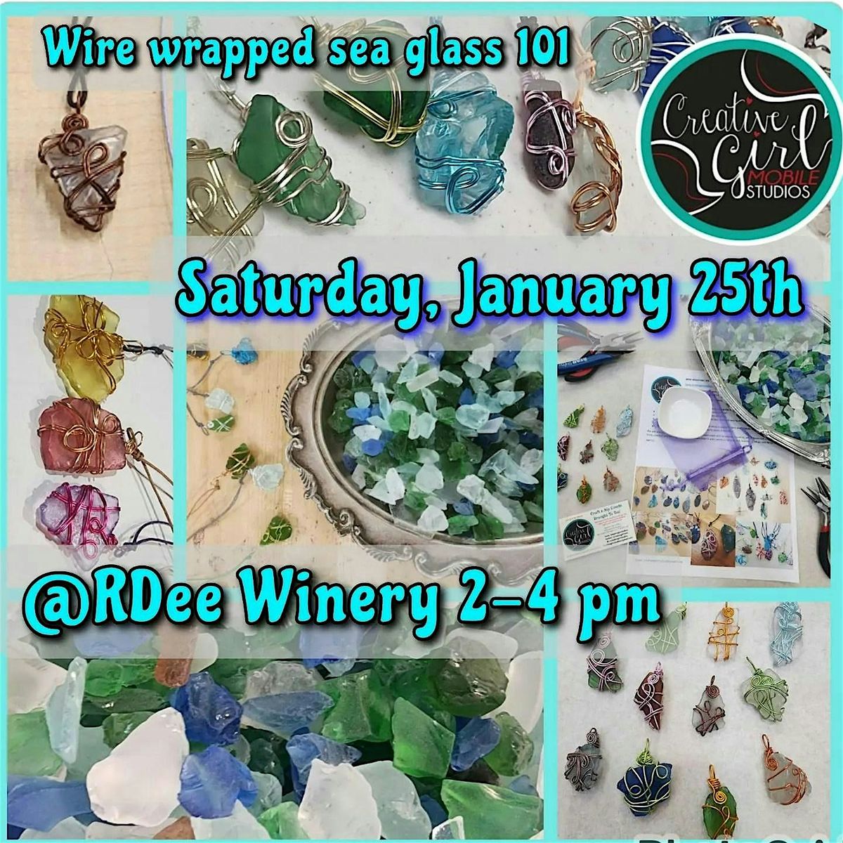 Wire wrapped Sea Glass Pendant Necklaces at Rdee Winery!