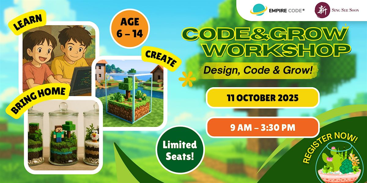 Kids\u2019 Minecraft Coding, Art & Terrarium Building Workshop (Ages 6 - 14)