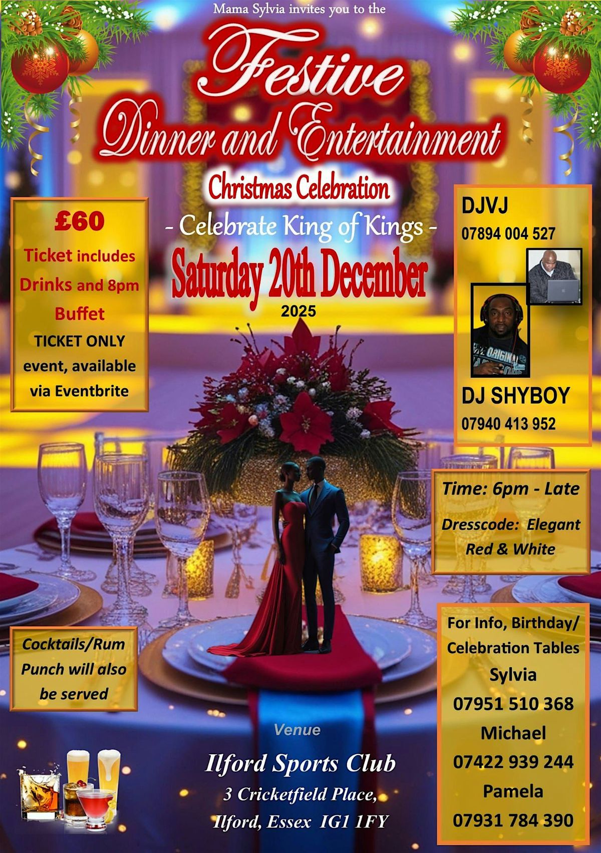 Festive Dinner & Entertainment (Christmas Celebration)