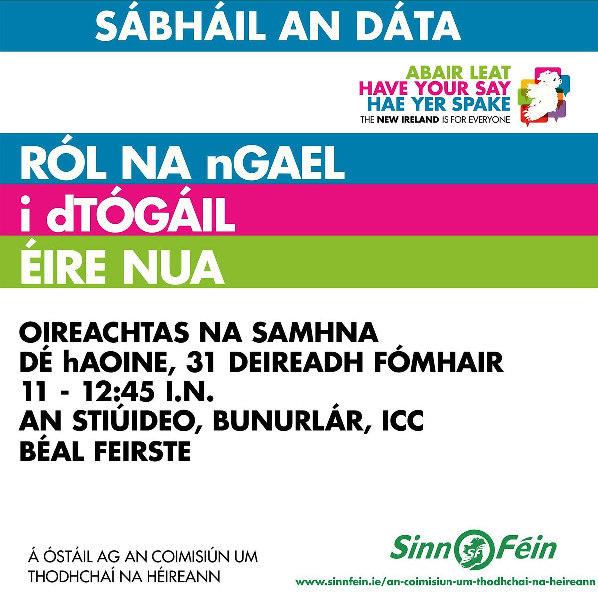 R\u00d3L NA nGAEL I dT\u00d3G\u00c1IL \u00c9IRE NUA