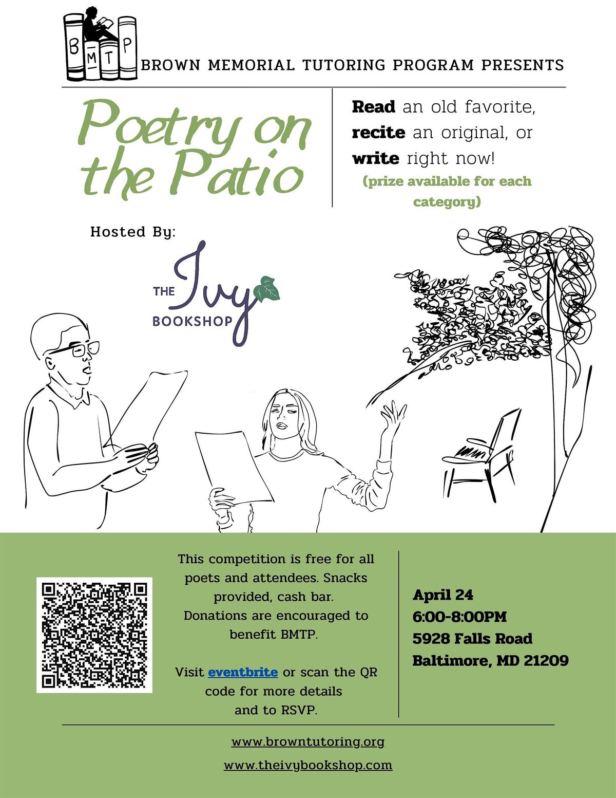 Poetry on the Patio: Read to Support Brown Memorial Tutoring Program