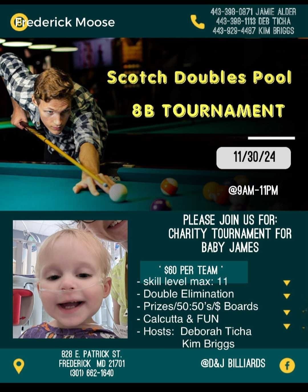 Charity Scotch Doubles Pool Tournament for Baby James