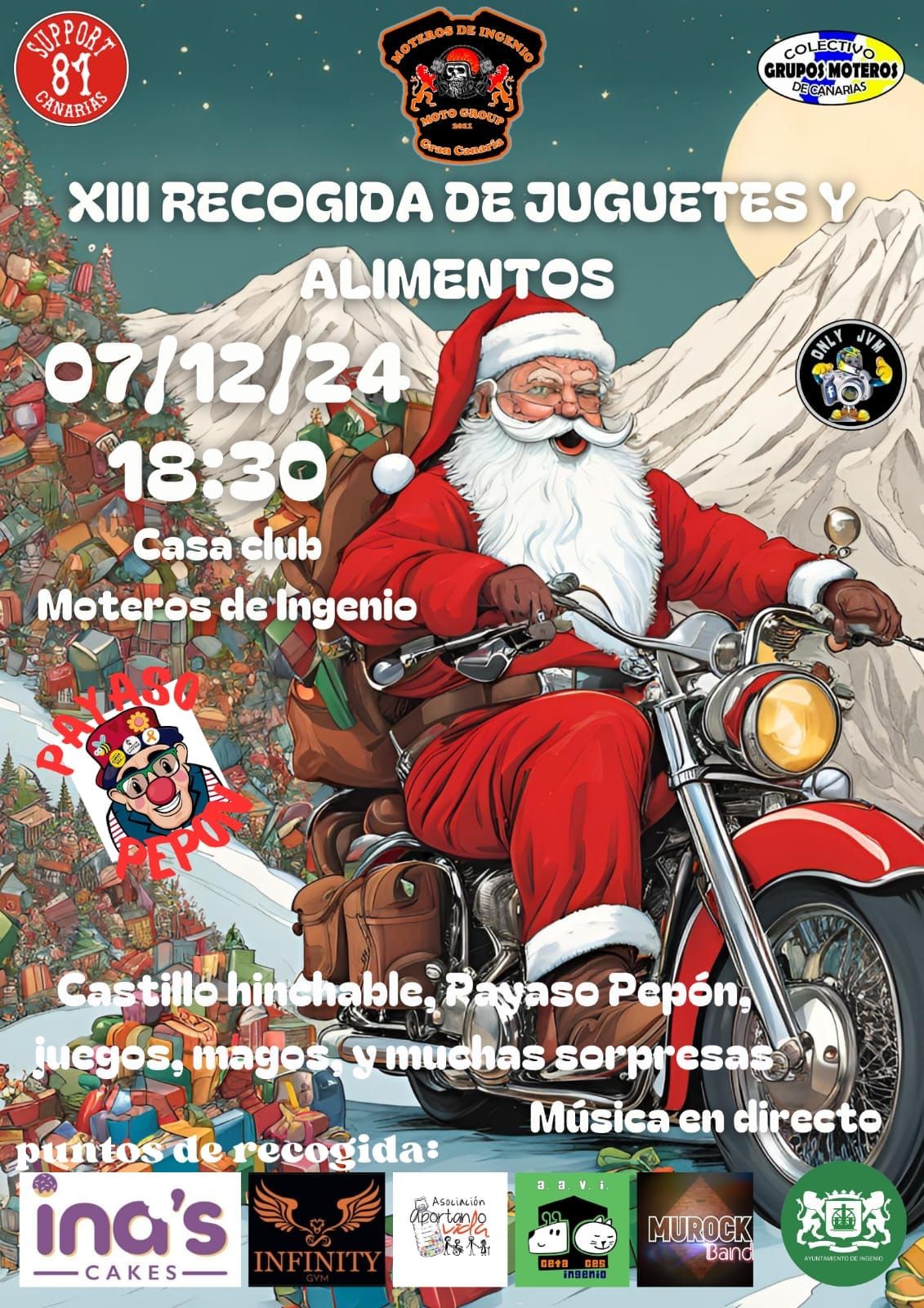 XIII RECOGIDA DE JUGUETES Y ALIMENTOS MOTEROS DE INGENIO M.G.